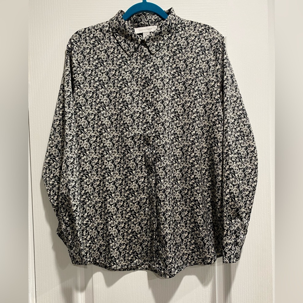 MADISONGREY SZ L BL/WH BLOUSE (C)